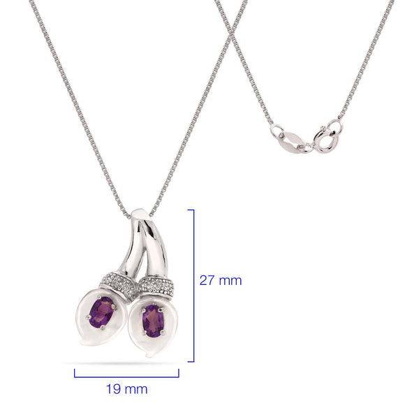 Pingente em Prata 925 com Ametistas e Diamantes