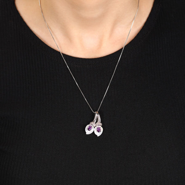 Pingente em Prata 925 com Ametistas e Diamantes