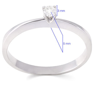Anel em Ouro Branco Solitário de Diamante