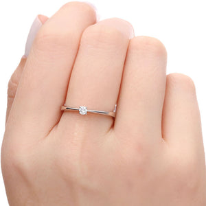 Anel em Ouro Branco Solitário de Diamante
