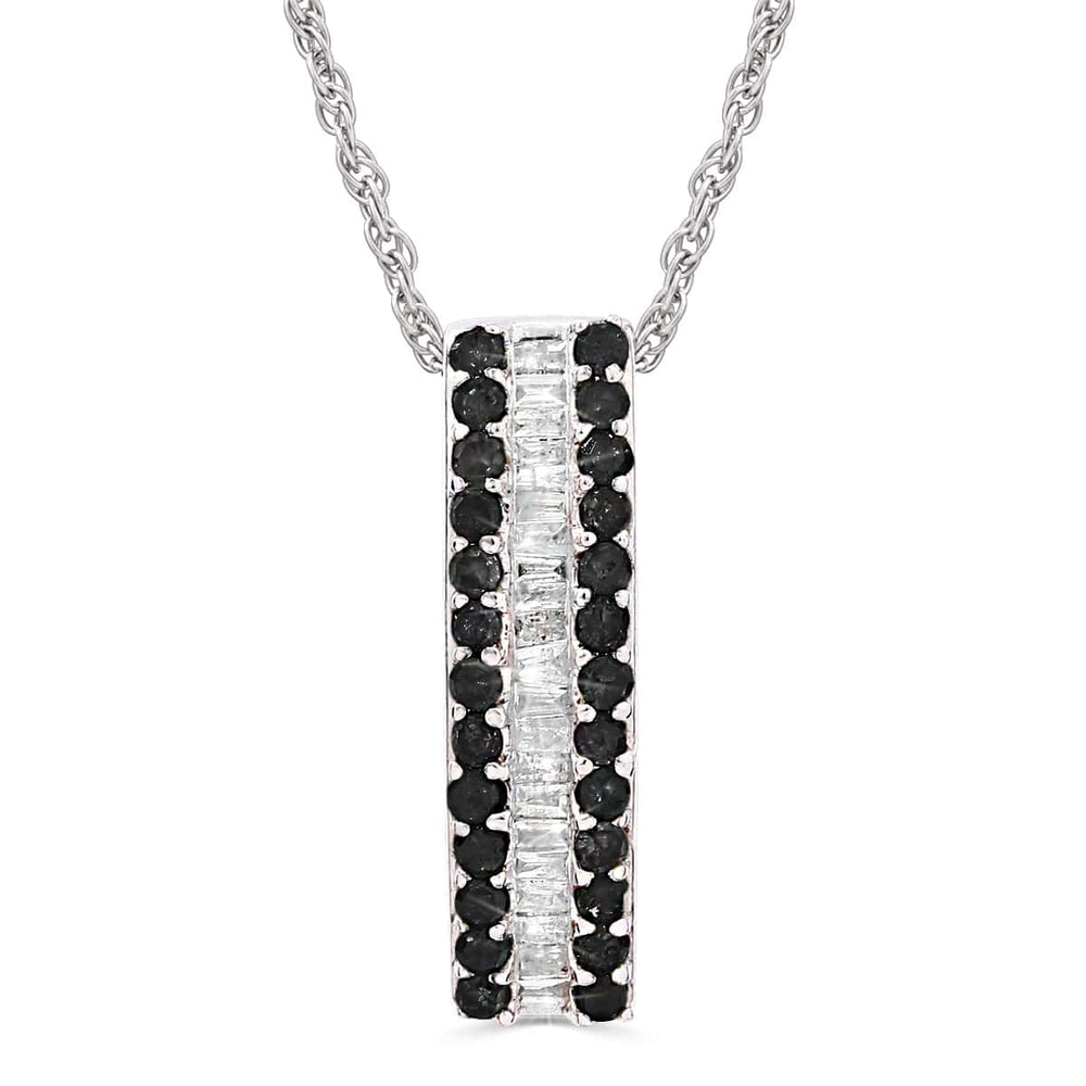 Pingente em Prata 925 com Diamantes Negros e Brancos