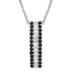Pingente em Prata 925 com Diamantes Negros e Brancos