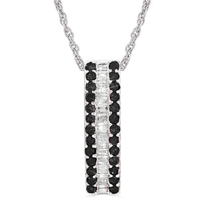 Pingente em Prata 925 com Diamantes Negros e Brancos