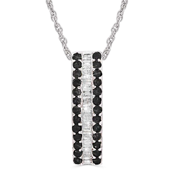 Pingente em Prata 925 com Diamantes Negros e Brancos