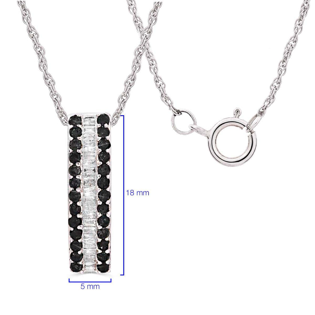 Pingente em Prata 925 com Diamantes Negros e Brancos