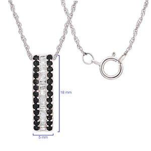 Pingente em Prata 925 com Diamantes Negros e Brancos
