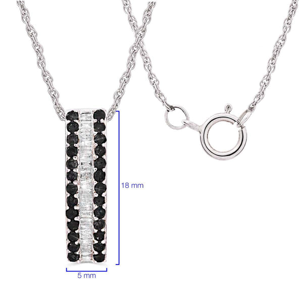 Pingente em Prata 925 com Diamantes Negros e Brancos