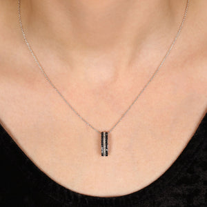 Pingente em Prata 925 com Diamantes Negros e Brancos