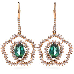 118919 - Par de Brinco em Ouro Rose 18k Com Turmalinas Verdes e Diamantes