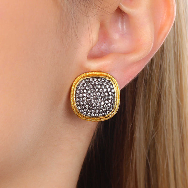120562-Par de Brinco Ouro Amarelo 23,64k Ara Collection com Diamantes