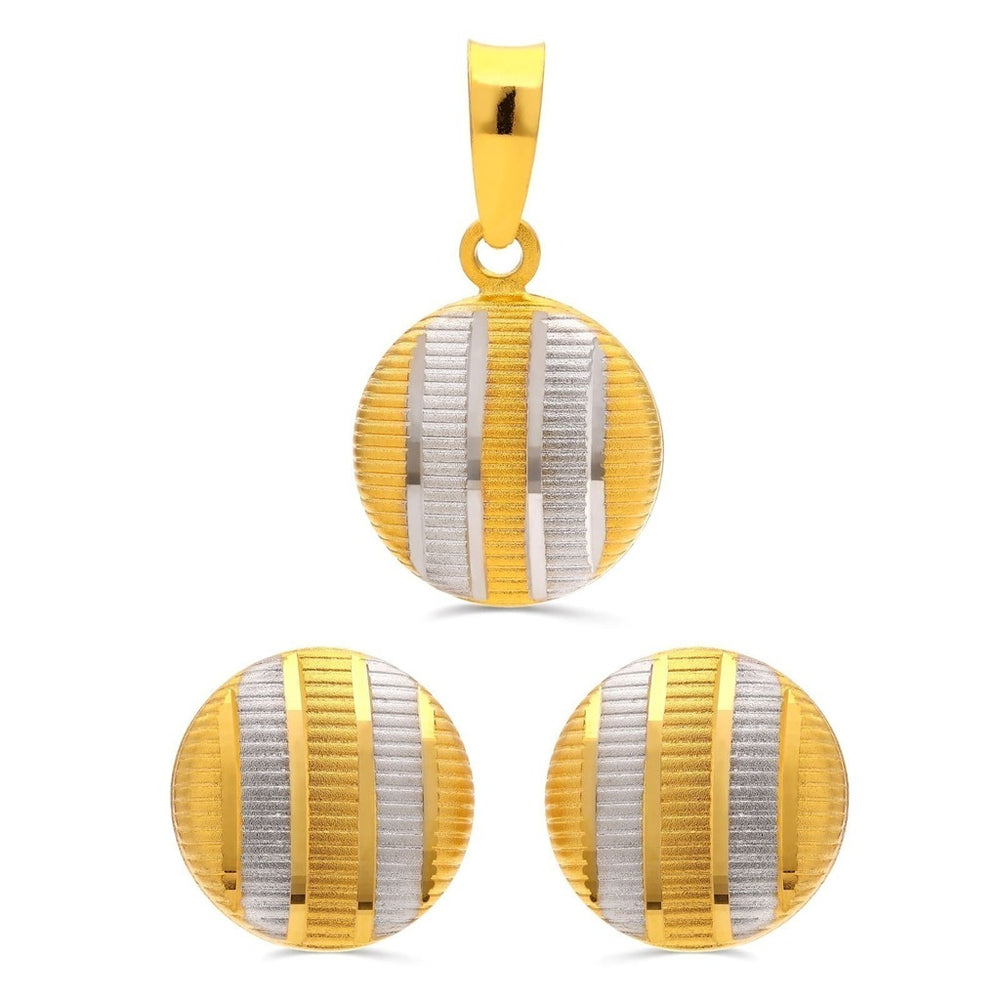 Conjunto Linha Alshahba em Ouro Amarelo 21 k com Par de Brinco e Pingente