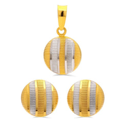 Conjunto Linha Alshahba em Ouro Amarelo 21 k com Par de Brinco e Pingente