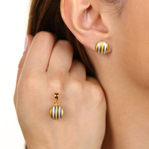 Conjunto Linha Alshahba em Ouro Amarelo 21 k com Par de Brinco e Pingente