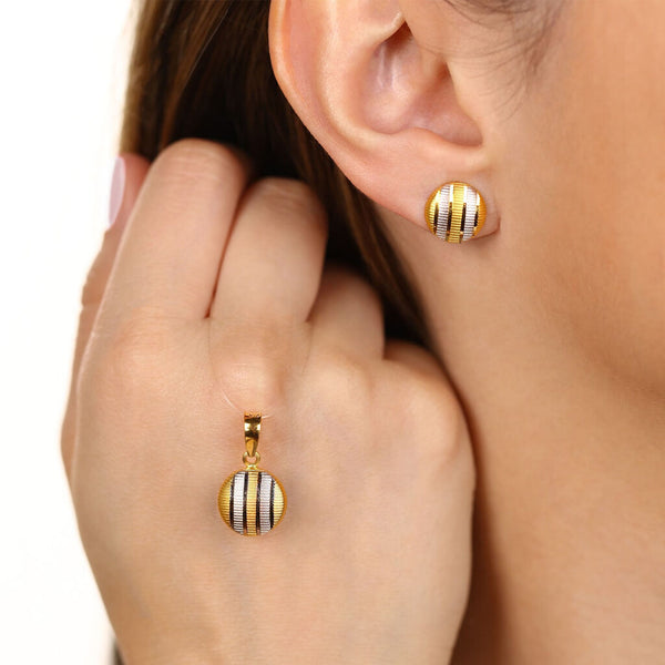 Conjunto Linha Alshahba em Ouro Amarelo 21 k com Par de Brinco e Pingente