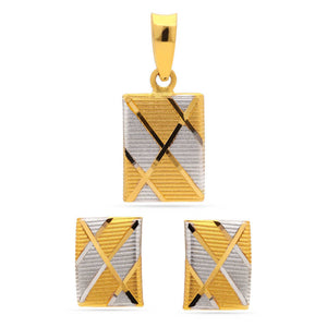Conjunto Linha Alshahba em Ouro Amarelo 21 k com Par de Brinco e Pingente