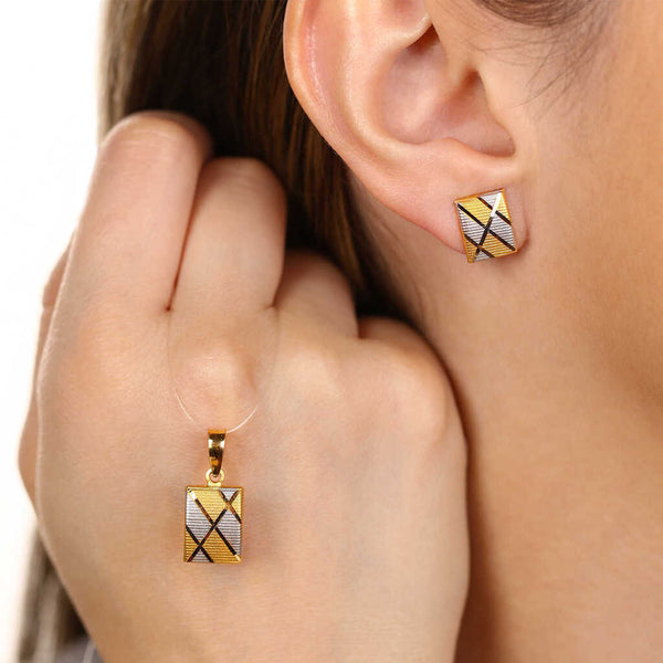 Conjunto Linha Alshahba em Ouro Amarelo 21 k com Par de Brinco e Pingente