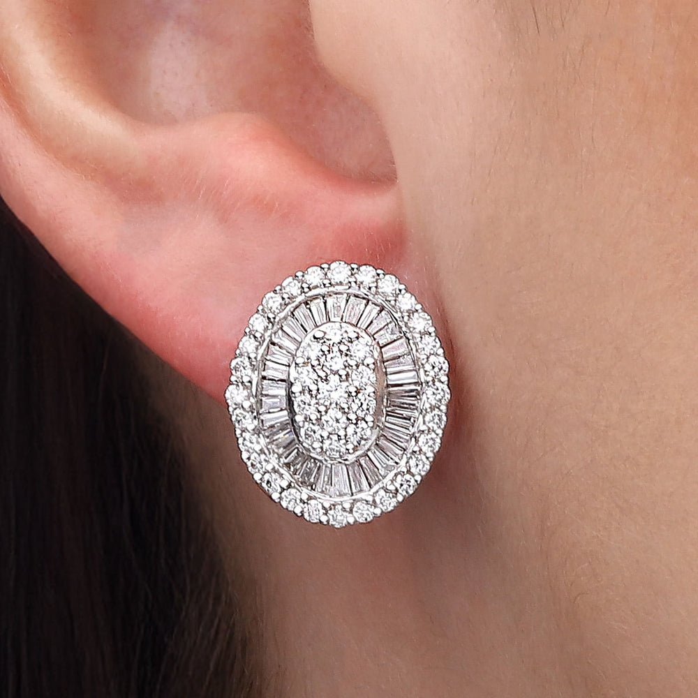 121474-Par de Brinco em Ouro Branco com Diamantes