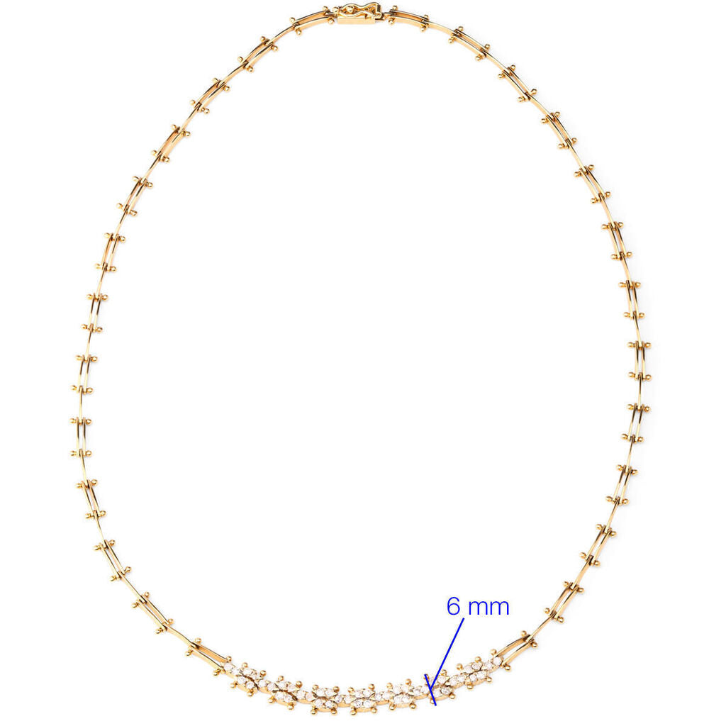 Colar Pulseira e Anel em Ouro Amarelo com Diamantes