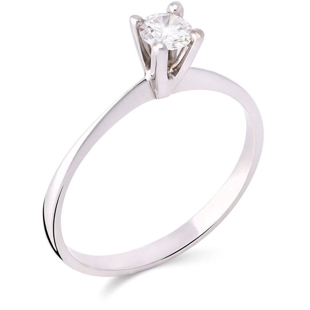 Anel em Ouro Branco 18k Solitário com Diamante