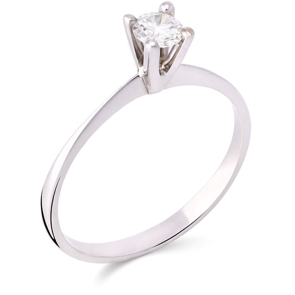 Anel em Ouro Branco 18k Solitário com Diamante