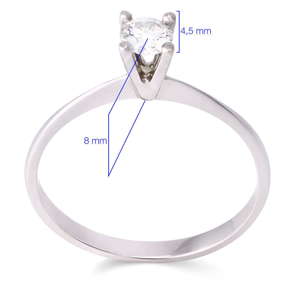 Anel em Ouro Branco 18k Solitário com Diamante