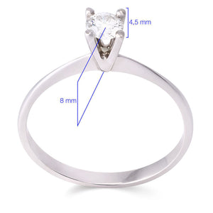 Anel em Ouro Branco 18k Solitário com Diamante