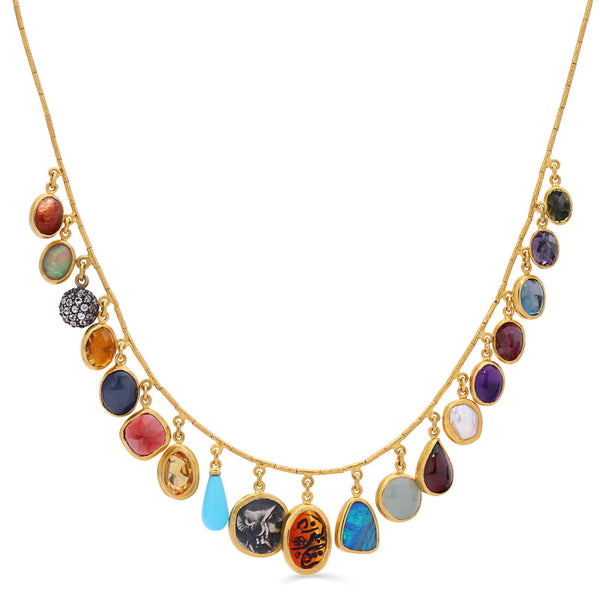 122064-Colar Em Ouro Amarelo 23,64  Ara Collection com Varias Gemas
