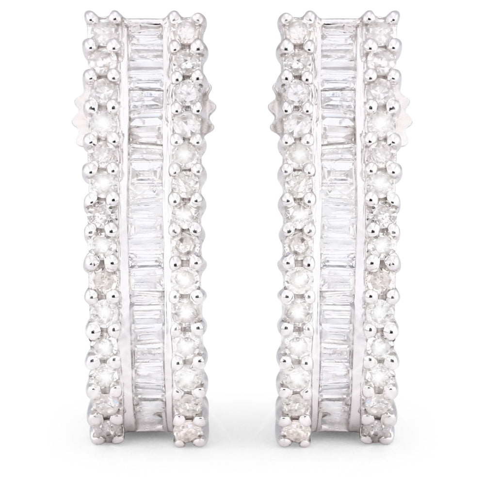 122295 - Par de Brinco em Ouro Branco 18k Argola com Diamantes