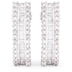 122295 - Par de Brinco em Ouro Branco 18k Argola com Diamantes
