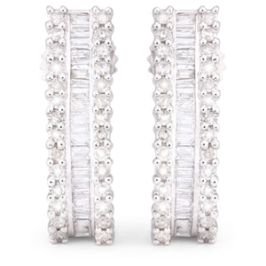 122295 - Par de Brinco em Ouro Branco 18k Argola com Diamantes