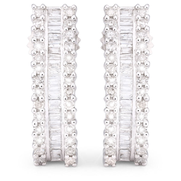 122295 - Par de Brinco em Ouro Branco 18k Argola com Diamantes