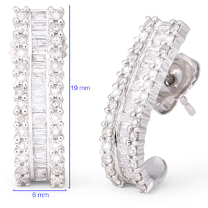 122295 - Par de Brinco em Ouro Branco 18k Argola com Diamantes