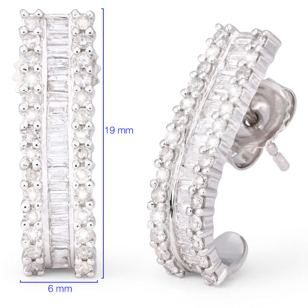 122295 - Par de Brinco em Ouro Branco 18k Argola com Diamantes