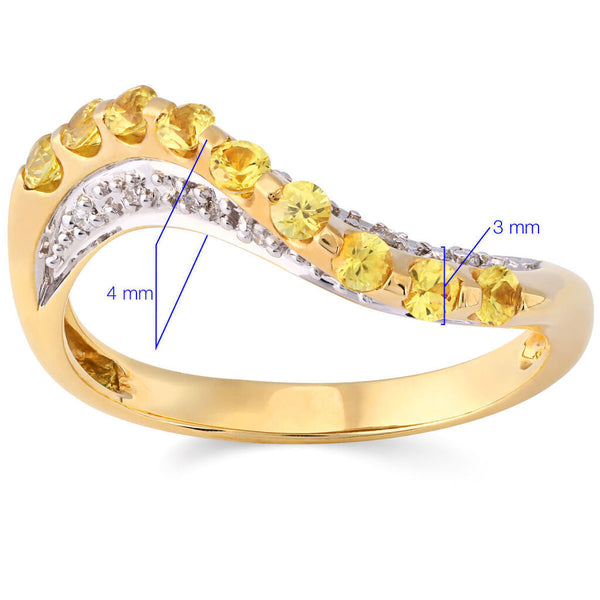 Meia Aliança em Ouro Amarelo 18k com Safiras Amarelas e Diamantes Aprox. 51 cts