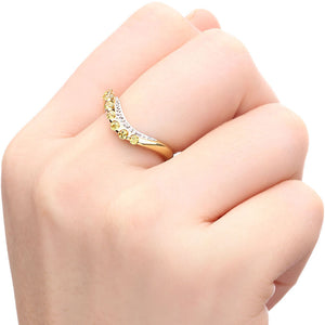 Meia Aliança em Ouro Amarelo 18k com Safiras Amarelas e Diamantes Aprox. 51 cts