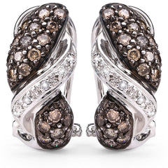 122570 - Par de Brinco em Ouro Branco 18k com Diamantes Chocolates e Brancos Aprox. 80pts
