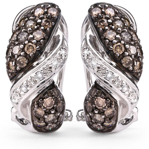 122570 - Par de Brinco em Ouro Branco 18k com Diamantes Chocolates e Brancos Aprox. 80pts