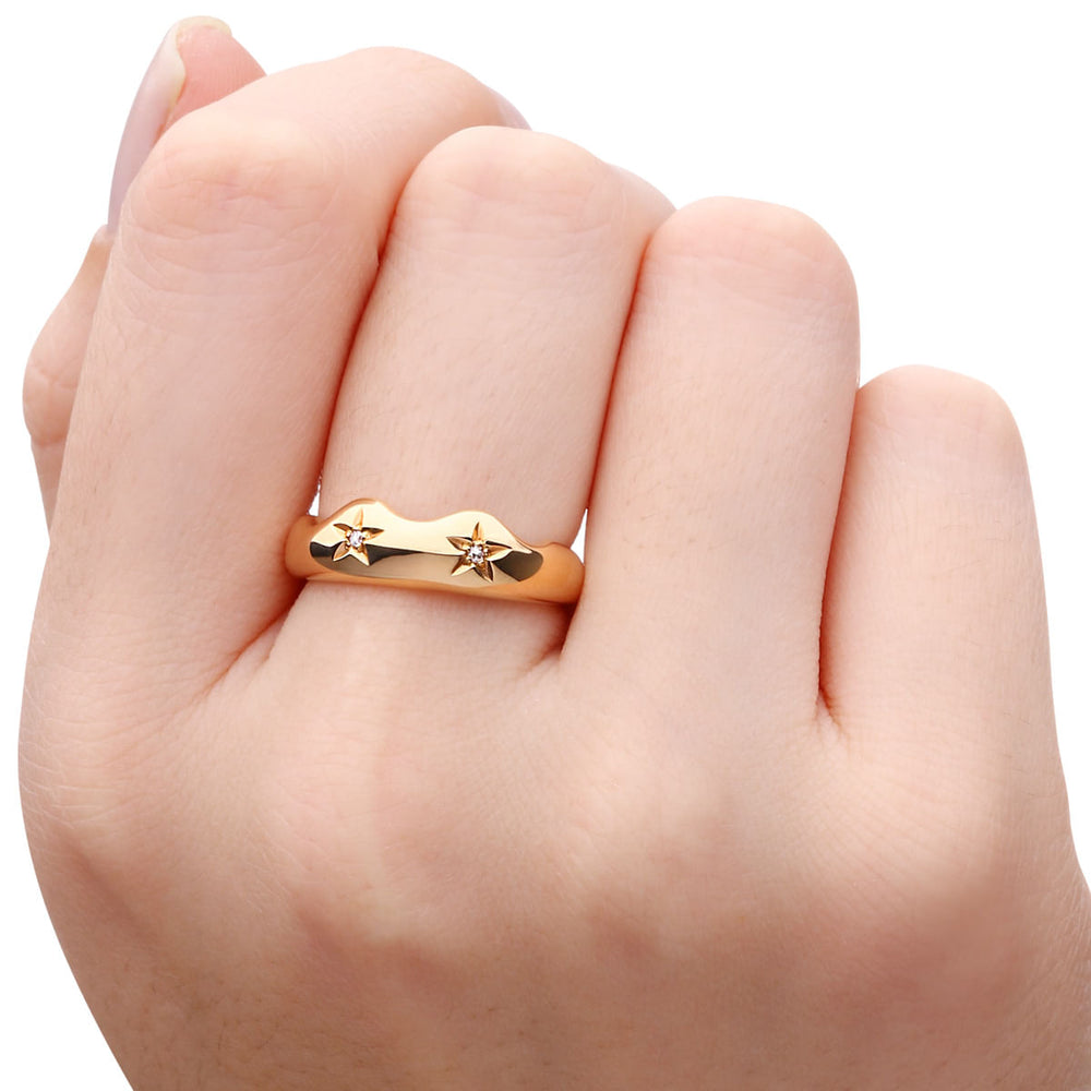 Anel em Ouro Rose 18k com Diamantes