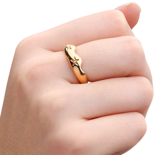 Anel em Ouro Rose 18k com Diamantes