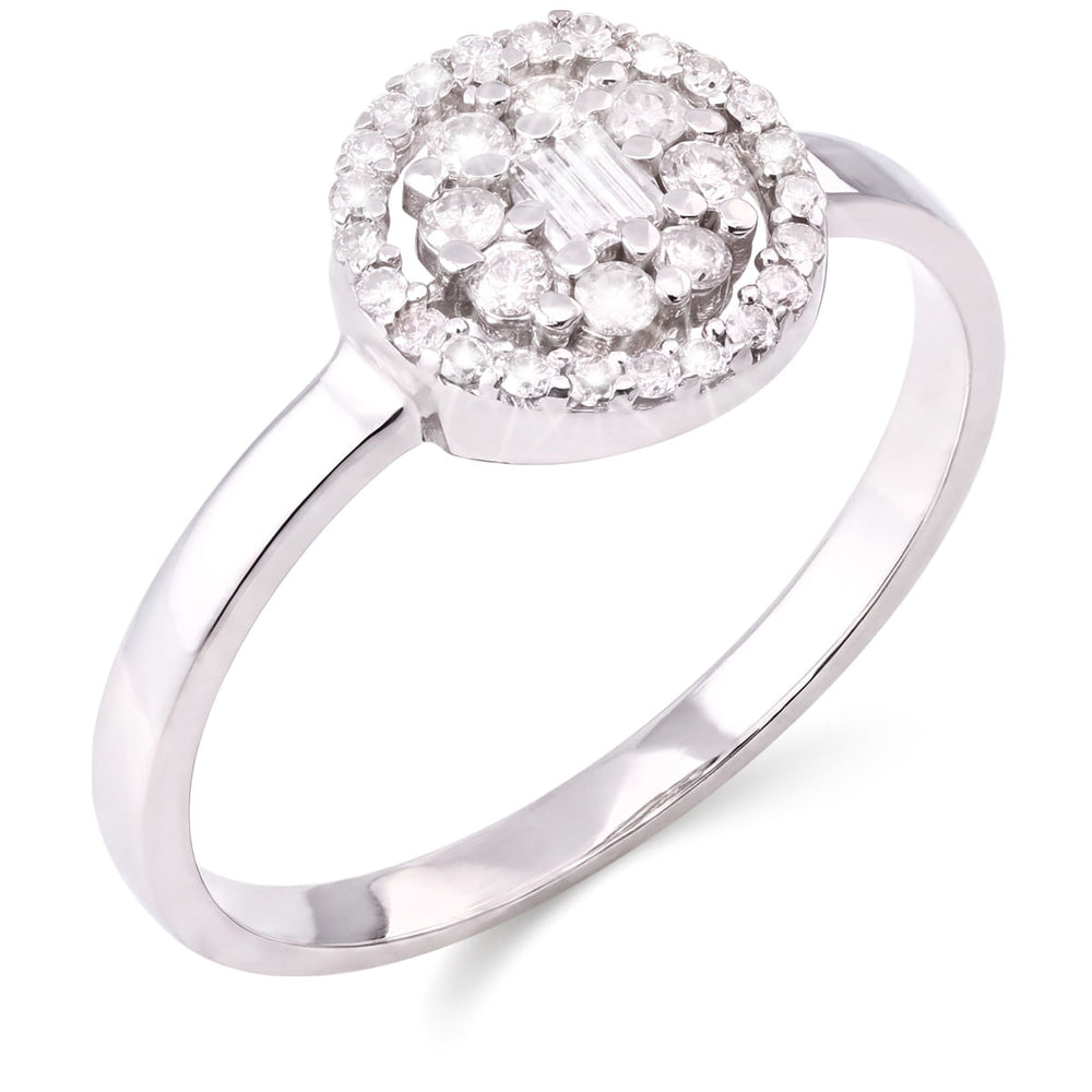 122992-Anel de Ouro Branco Roseta com Diamantes
