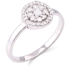 122992-Anel de Ouro Branco Roseta com Diamantes