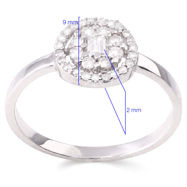 122992-Anel de Ouro Branco Roseta com Diamantes