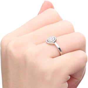 122992-Anel de Ouro Branco Roseta com Diamantes