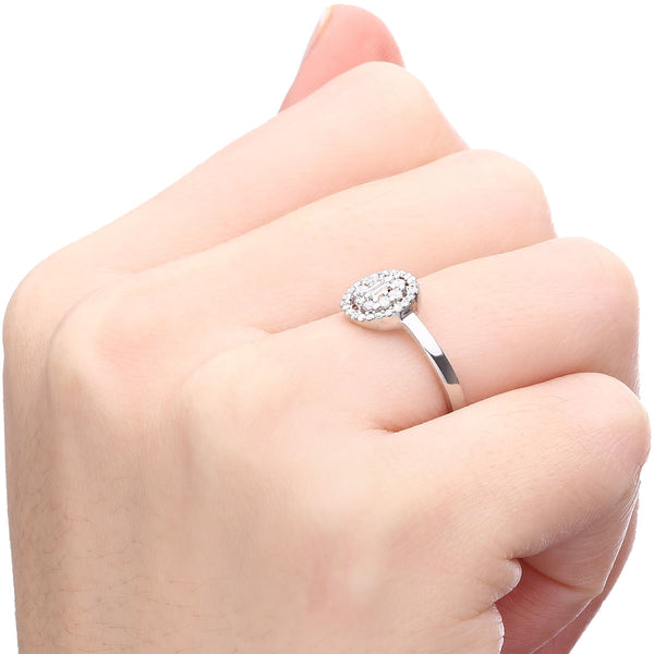 122992-Anel de Ouro Branco Roseta com Diamantes