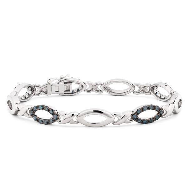 Pulseira em Prata 925 com Diamantes Azuis