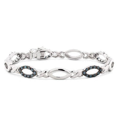 Pulseira em Prata 925 com Diamantes Azuis
