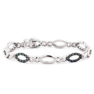 Pulseira em Prata 925 com Diamantes Azuis