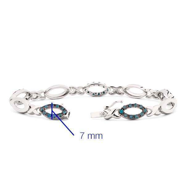 Pulseira em Prata 925 com Diamantes Azuis
