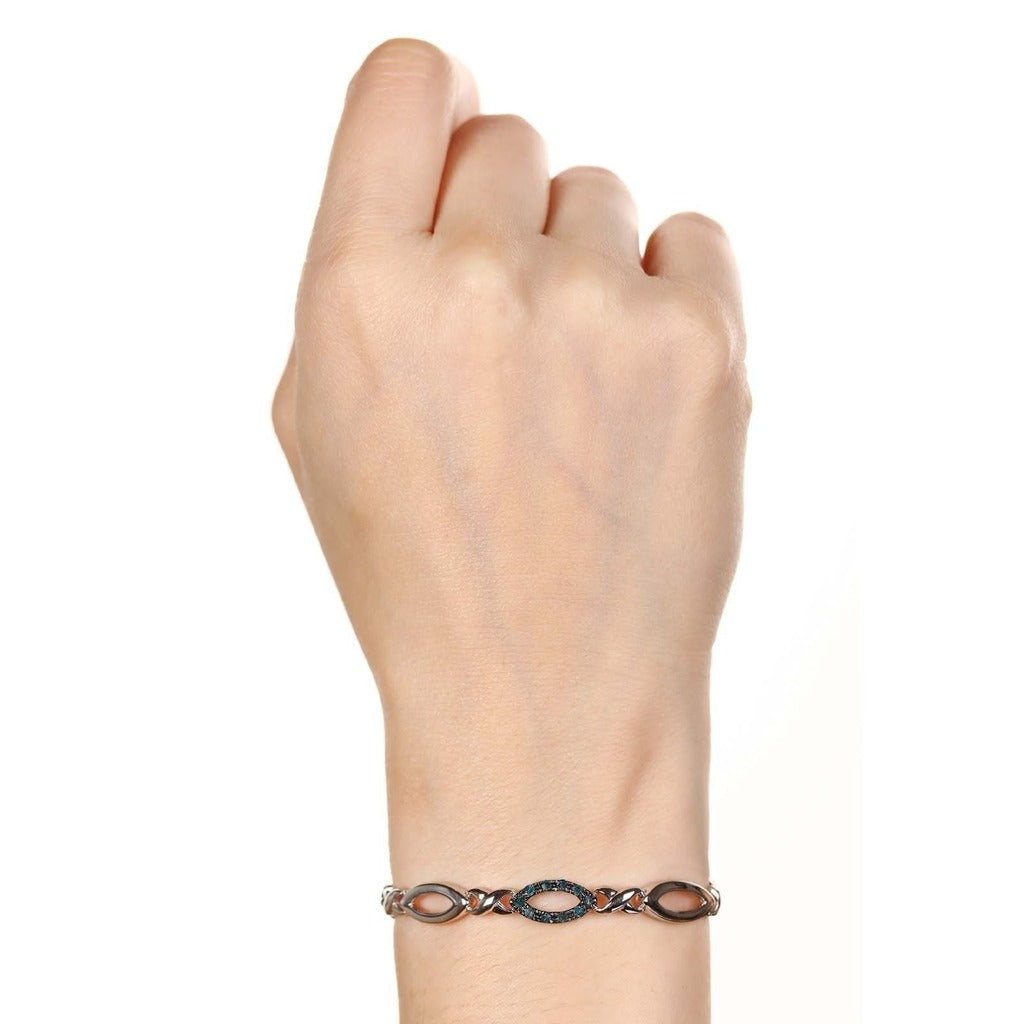 Pulseira em Prata 925 com Diamantes Azuis