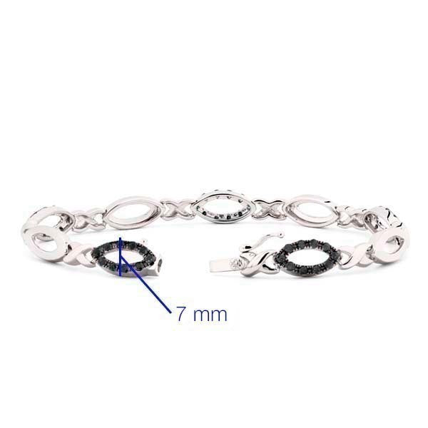 Pulseira em Prata 925 com Diamantes Negros